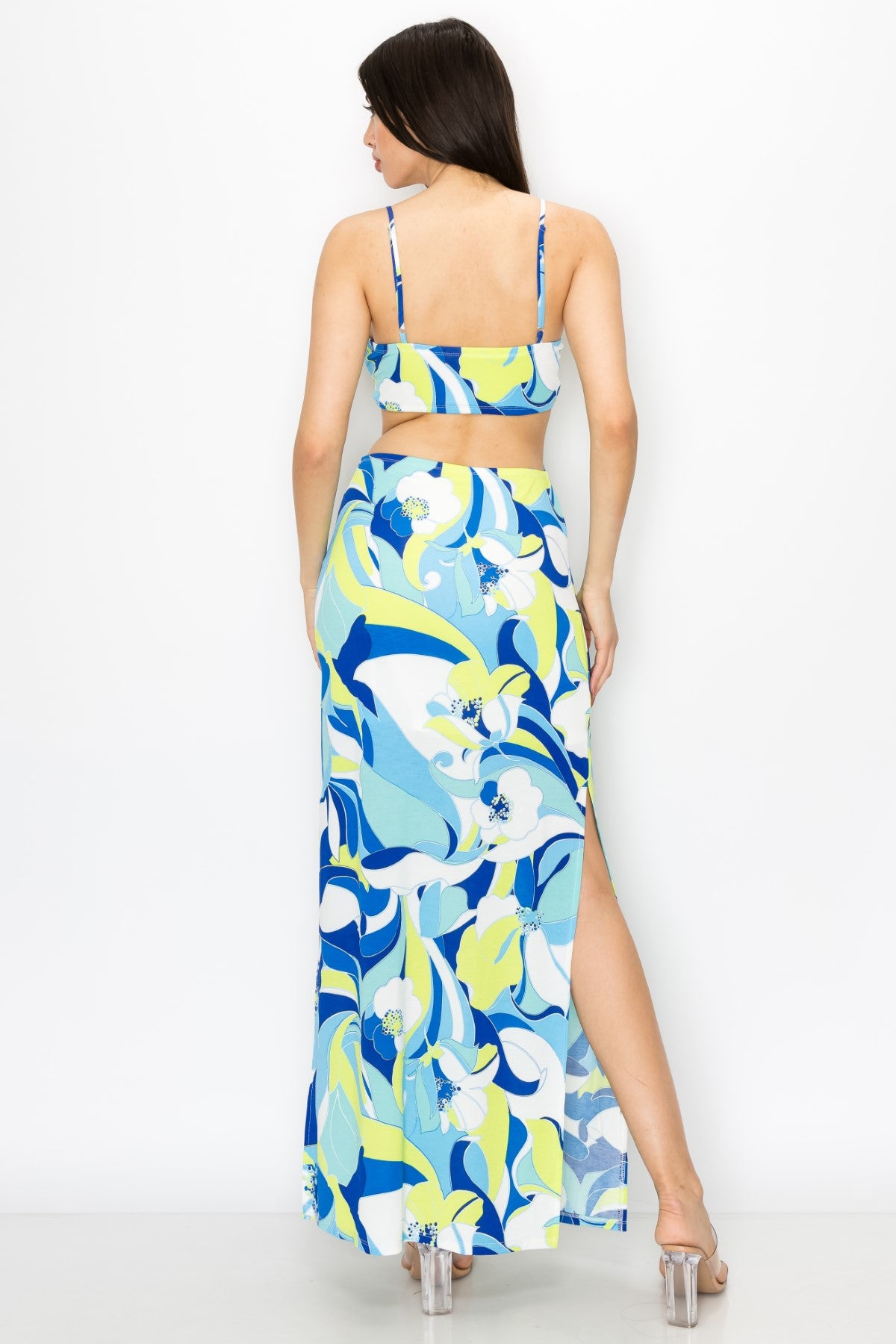 O-Ring Cut Out Spaghetti Strap Floral Maxi Dress